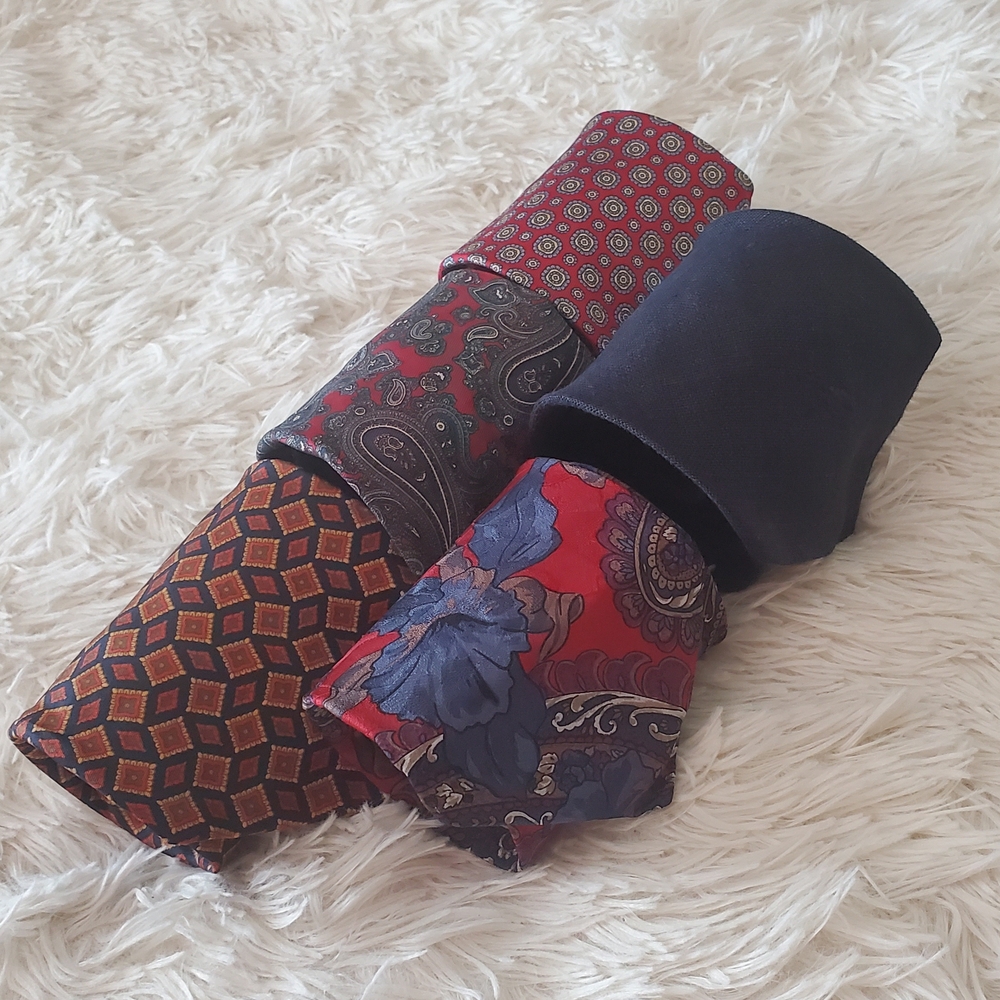 Lot Of 5 Italian Silk & Polo Handmade Neck Ties OS Paisley Business Formal Mens